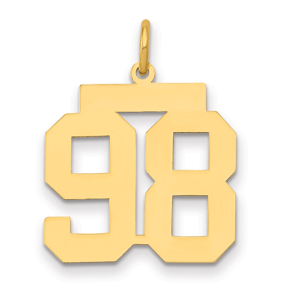 14K Medium Polished Number 98 Charm