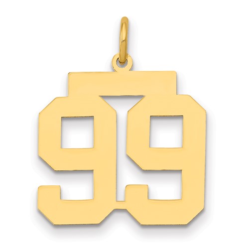 14K Yellow Gold Medium Polished Number 99 Charm