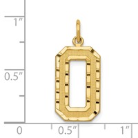 14K Large Brushed Diamond-cut Number 0 Charm view 4