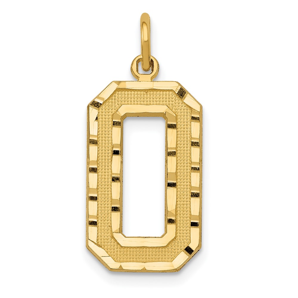 14K Large Brushed Diamond-cut Number 0 Charm