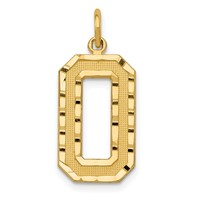 14K Large Brushed Diamond-cut Number 0 Charm view 1