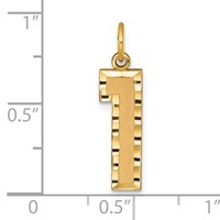 14K Yellow Gold Large Brushed Diamond-cut Number 1 Charm view 4