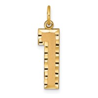 14K Yellow Gold Large Brushed Diamond-cut Number 1 Charm view 1