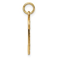 14K Yellow Gold Large Brushed Diamond-cut Number 2 Charm view 2