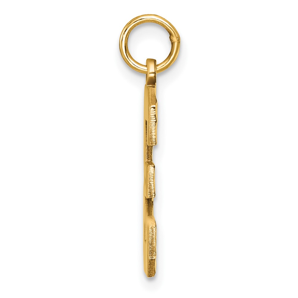 14k Large Brushed Diamond-cut Number 3 Charm (LN03)