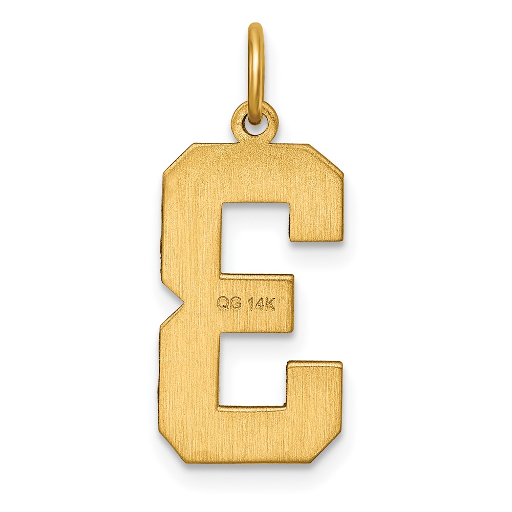 14k Large Brushed Diamond-cut Number 3 Charm (LN03)