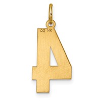 14K Yellow Gold Large Brushed Diamond-cut Number 4 Charm view 3