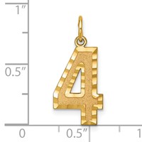 14K Yellow Gold Large Brushed Diamond-cut Number 4 Charm view 4