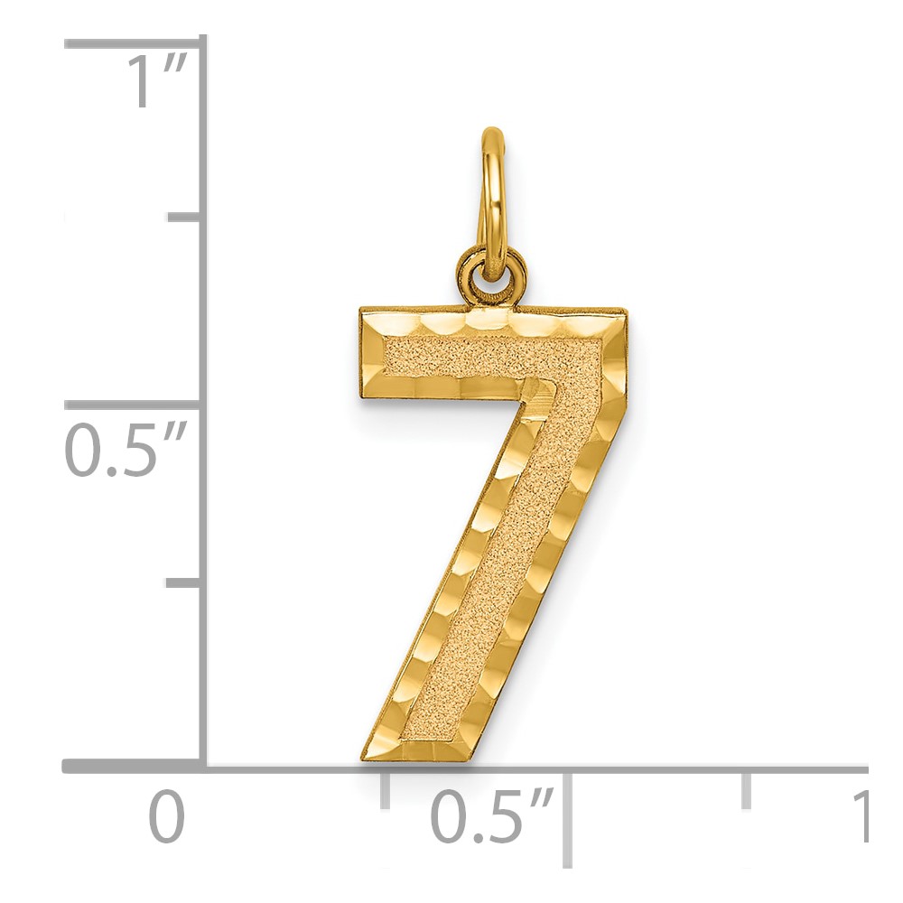 14k Large Brushed Diamond-cut  Number 7 Charm (LN07)