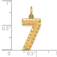 14K Yellow Gold Large Brushed Diamond-cut Number 7 Charm view 4