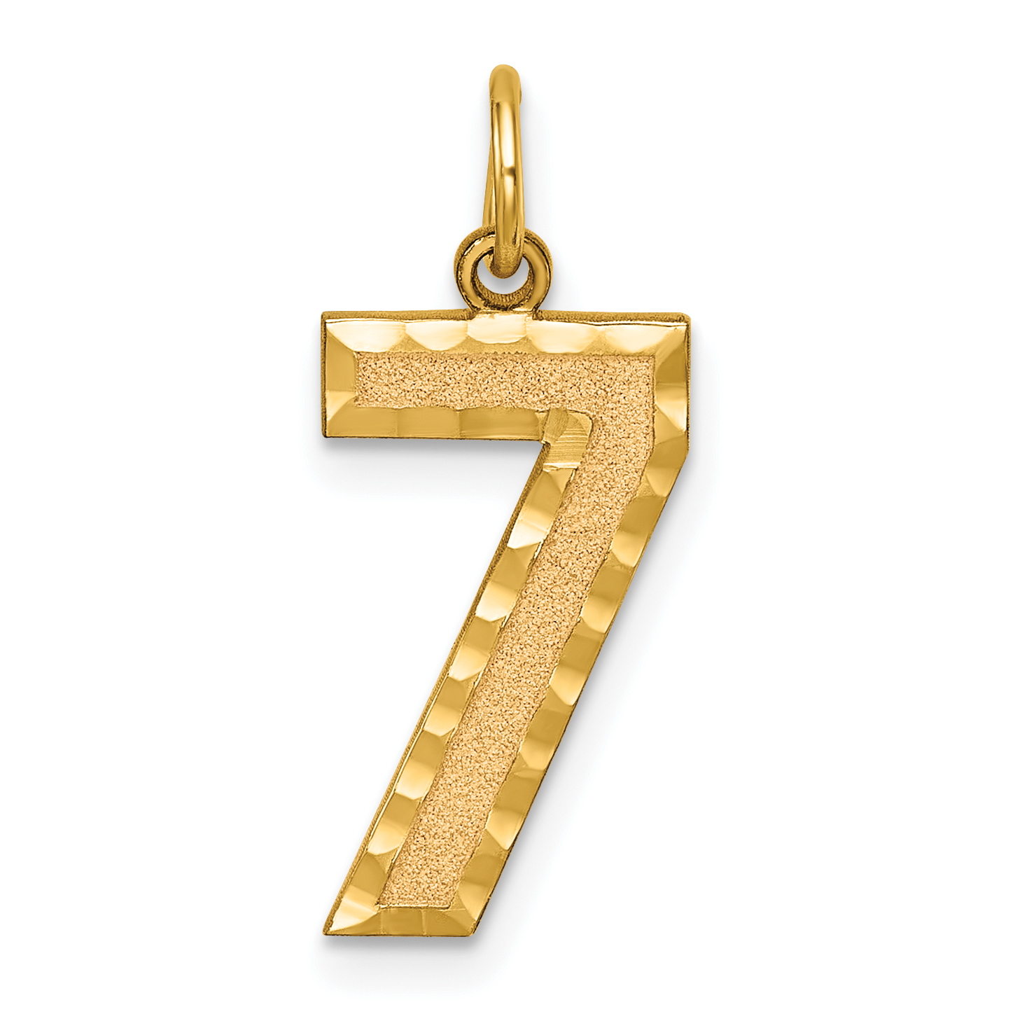 14k Large Brushed Diamond-cut  Number 7 Charm (LN07)