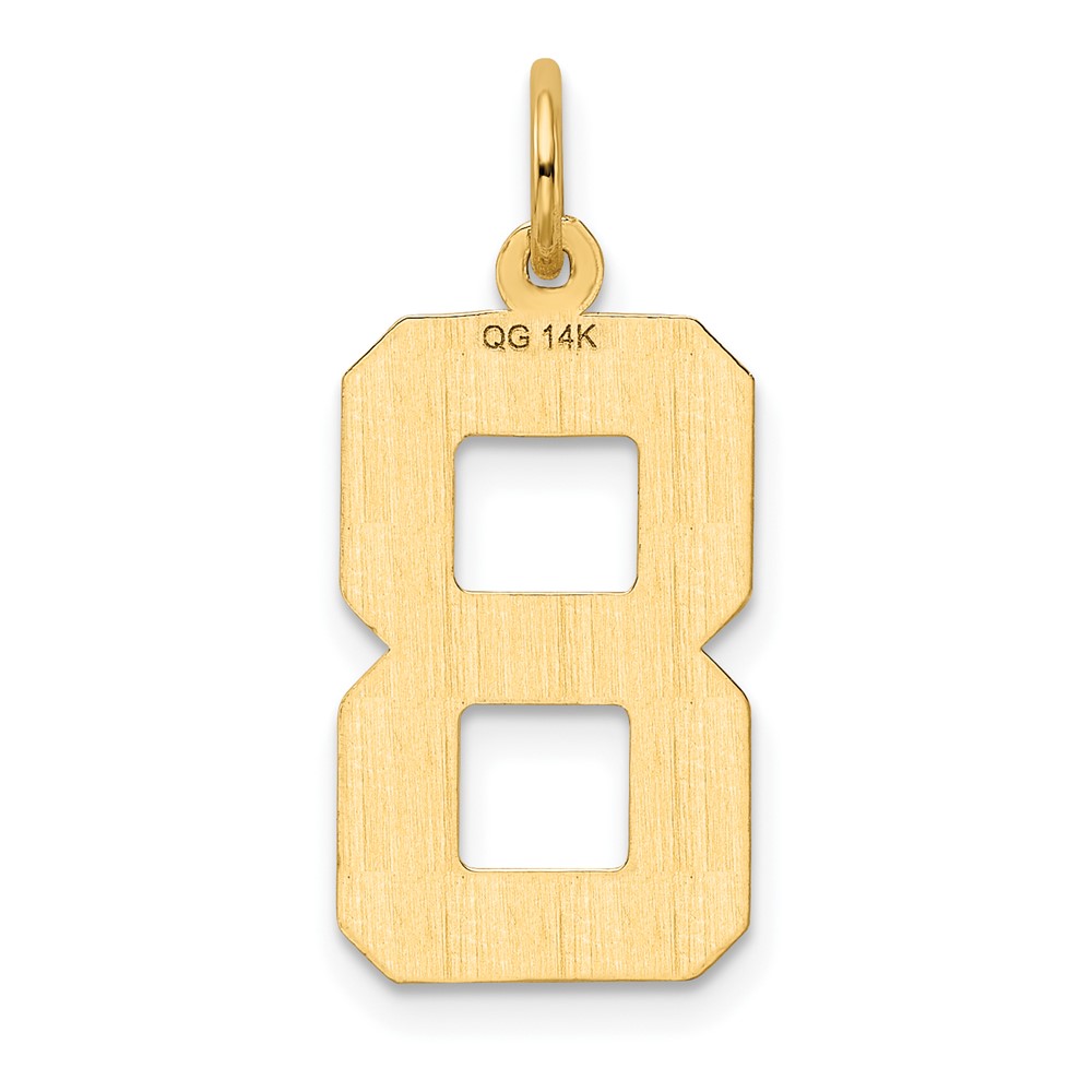 14k Large Brushed Diamond-cut  Number 8 Charm (LN08)