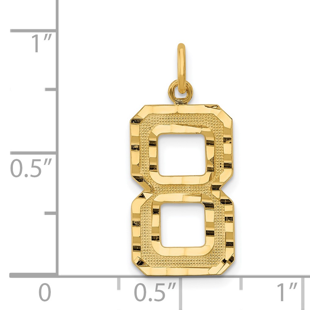 14k Large Brushed Diamond-cut  Number 8 Charm (LN08)