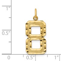 14K Yellow Gold Large Brushed Diamond-cut Number 8 Charm view 4