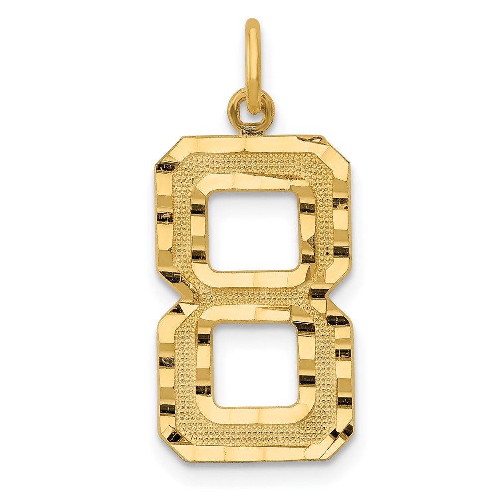 14k Large Brushed Diamond-cut  Number 8 Charm (LN08)