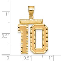 14K Yellow Gold Large Brushed Diamond-cut Number 10 Charm view 2