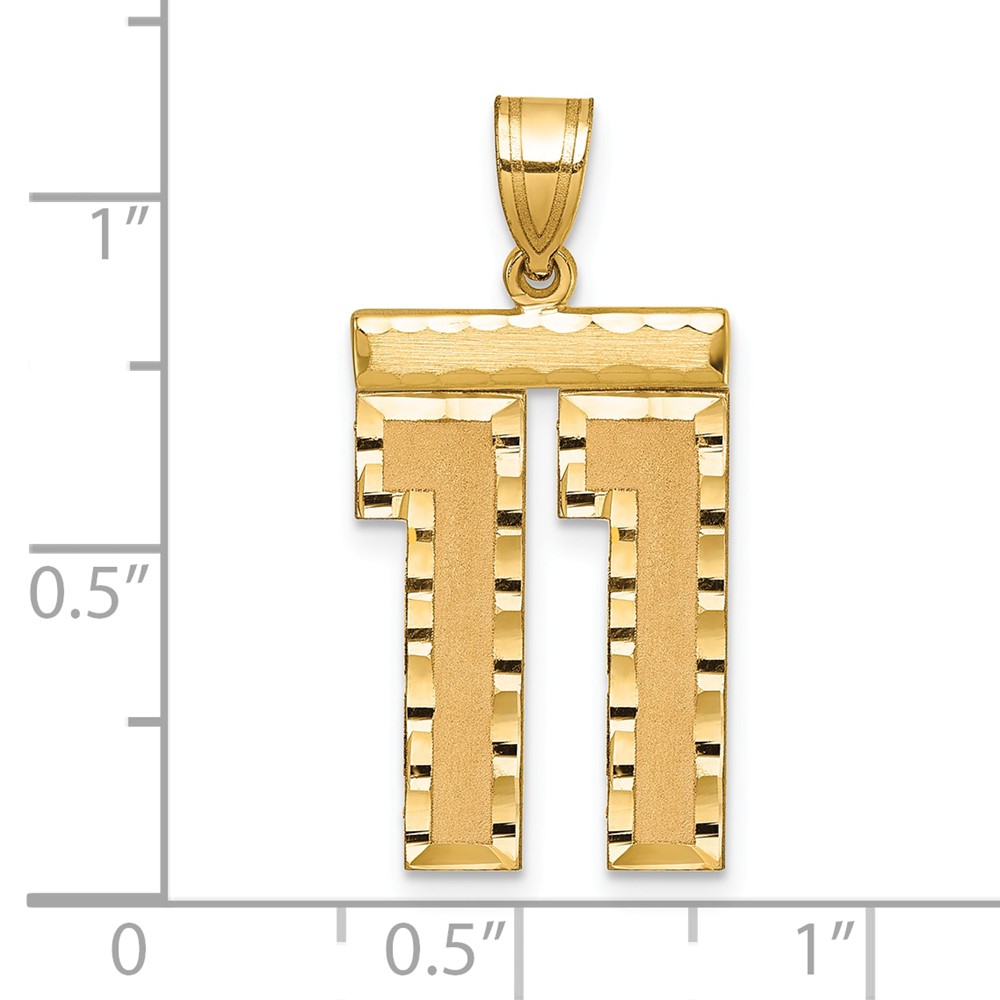 14k Large Brushed Diamond-cut Number 11 Charm (LN11)