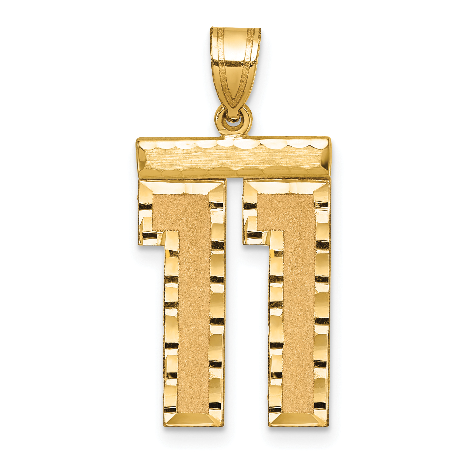 14k Large Brushed Diamond-cut Number 11 Charm (LN11)