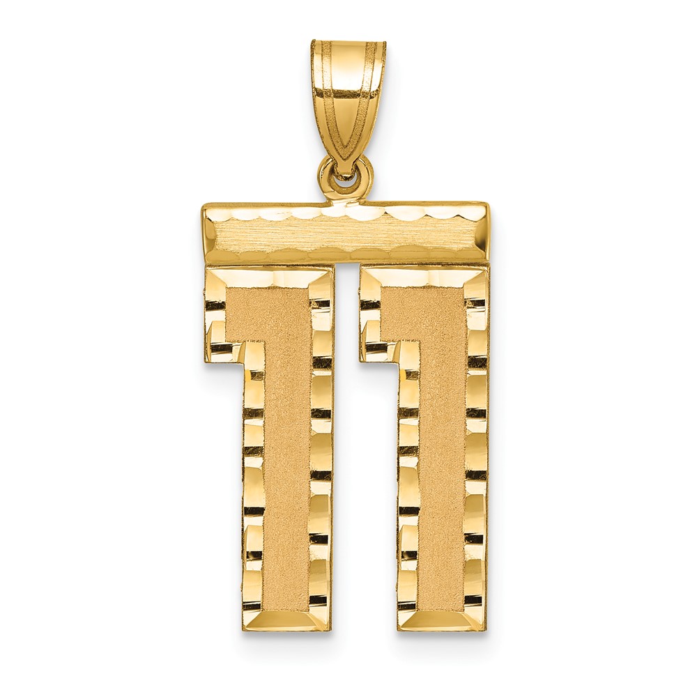 14k Large Brushed Diamond-cut Number 11 Charm (LN11)