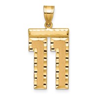 14K Yellow Gold Large Brushed Diamond-cut Number 11 Charm view 1
