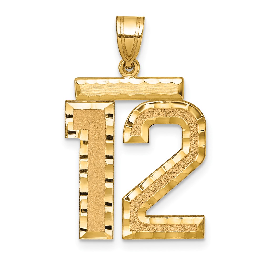 14k Large Brushed Diamond-cut Number 12 Charm (LN12)