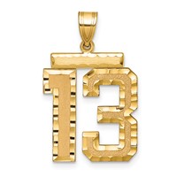14K Yellow Gold Large Brushed Diamond-cut Number 13 Charm view 1