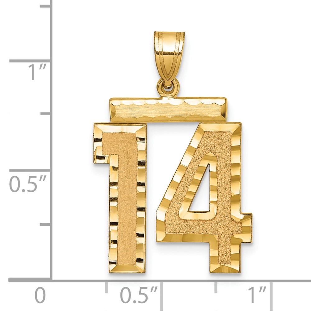 14k Large Brushed Diamond-cut Number 14 Charm (LN14)