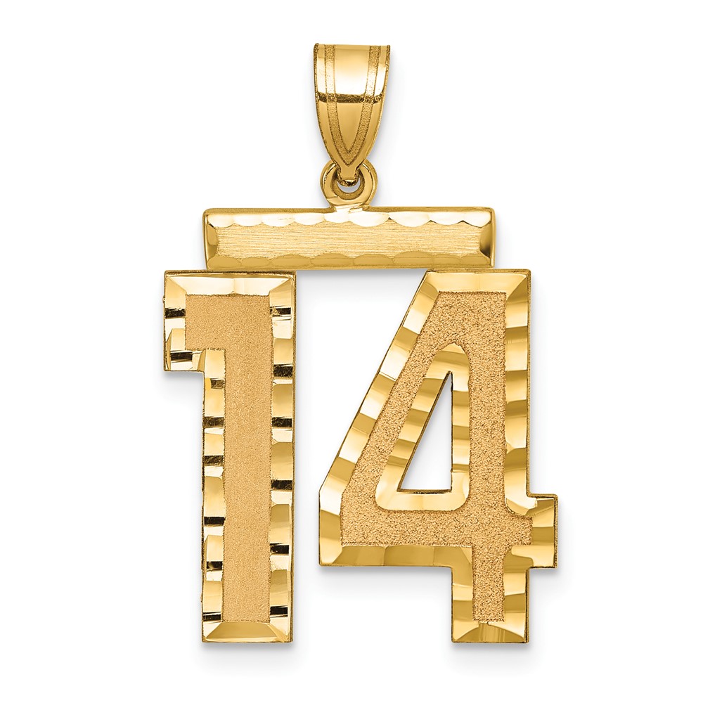14k Large Brushed Diamond-cut Number 14 Charm (LN14)