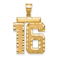 14K Yellow Gold Large Brushed Diamond-cut Number 16 Charm view 1