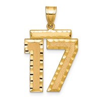 14K Yellow Gold Large Brushed Diamond-cut Number 17 Charm view 1