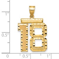 14K Yellow Gold Large Brushed Diamond-cut Number 18 Charm view 2