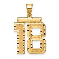 14K Yellow Gold Large Brushed Diamond-cut Number 18 Charm view 1