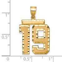 14K Yellow Gold Large Brushed Diamond-cut Number 19 Charm view 2