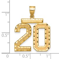 14K Yellow Gold Large Brushed Diamond-cut Number 20 Charm view 2