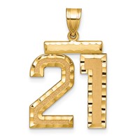 14K Yellow Gold Large Brushed Diamond-cut Number 21 Charm view 1