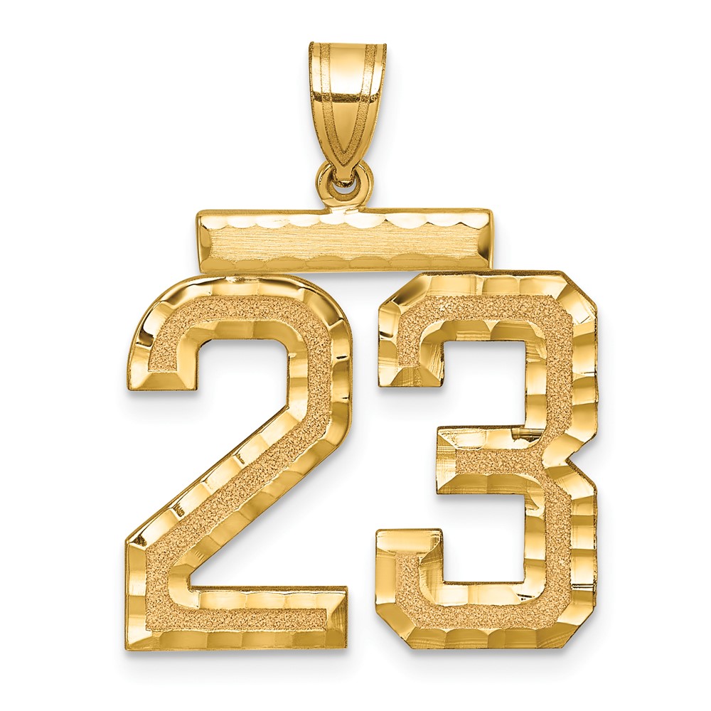 14k Large Brushed Diamond-cut Number 23 Charm (LN23)