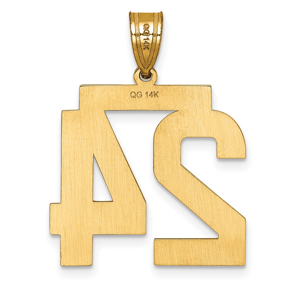 14k Large Brushed  Diamond-cut Number 24 Charm (LN24)
