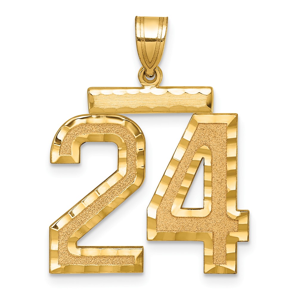 14k Large Brushed  Diamond-cut Number 24 Charm (LN24)