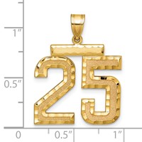 14K Large Brushed Diamond-cut Number 25 Charm view 2