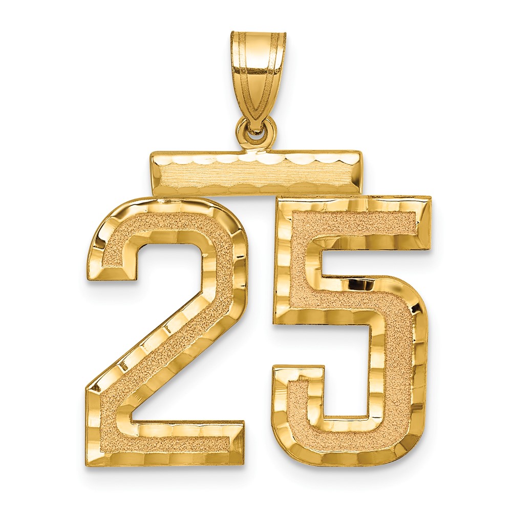 14K Large Brushed Diamond-cut Number 25 Charm