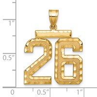 14K Large Brushed Diamond-cut Number 26 Charm view 2