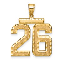 14K Large Brushed Diamond-cut Number 26 Charm view 1