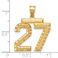 14K Yellow Gold Large Brushed Diamond-cut Number 27 Charm view 2