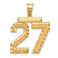 14K Yellow Gold Large Brushed Diamond-cut Number 27 Charm view 1