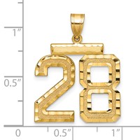 14K Large Brushed Diamond-cut Number 28 Charm view 2