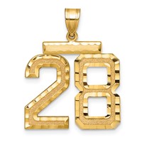 14K Large Brushed Diamond-cut Number 28 Charm view 1