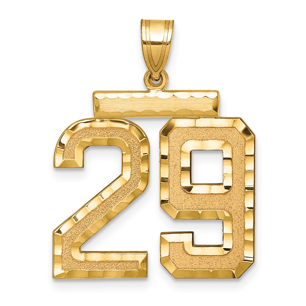 14K Large Brushed Diamond-cut Number 29 Charm