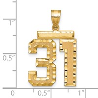 14K Yellow Gold Large Brushed Diamond-cut Number 31 Charm view 2