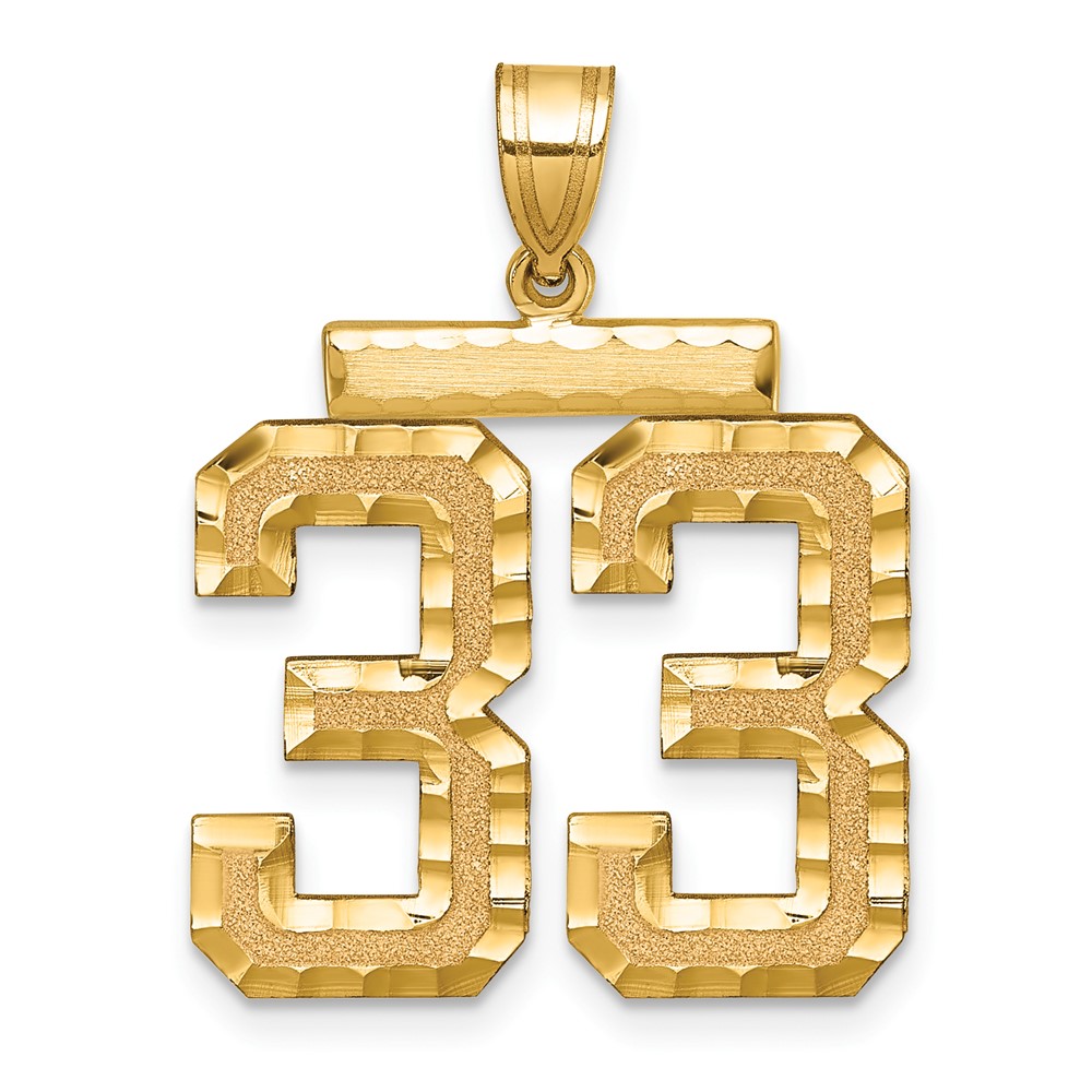 14k Large Brushed Diamond-cut Number 33 Charm (LN33)