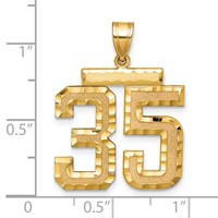 14K Large Brushed Diamond-cut Number 35 Charm view 2